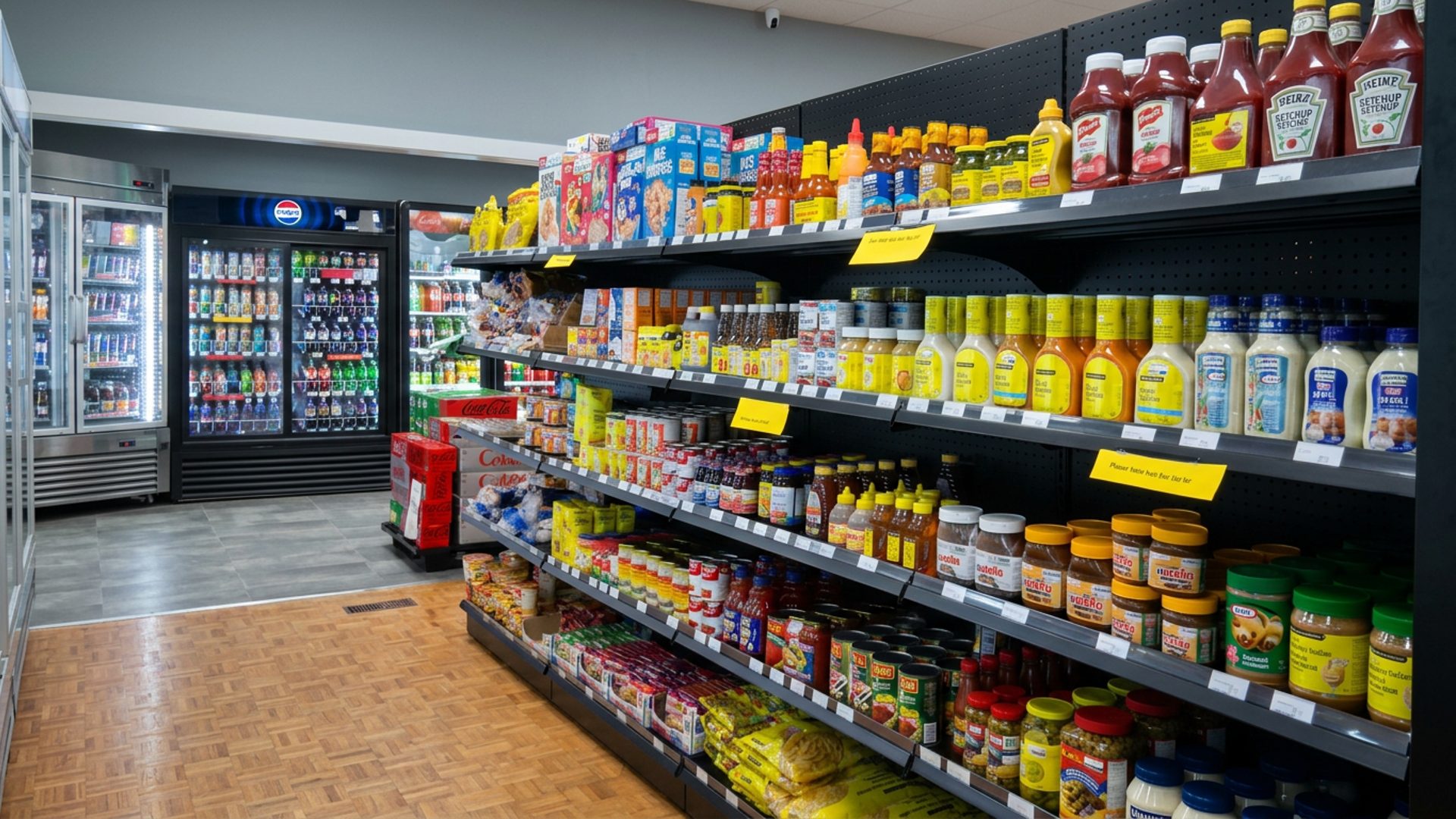 Groceries, snacks and drinks