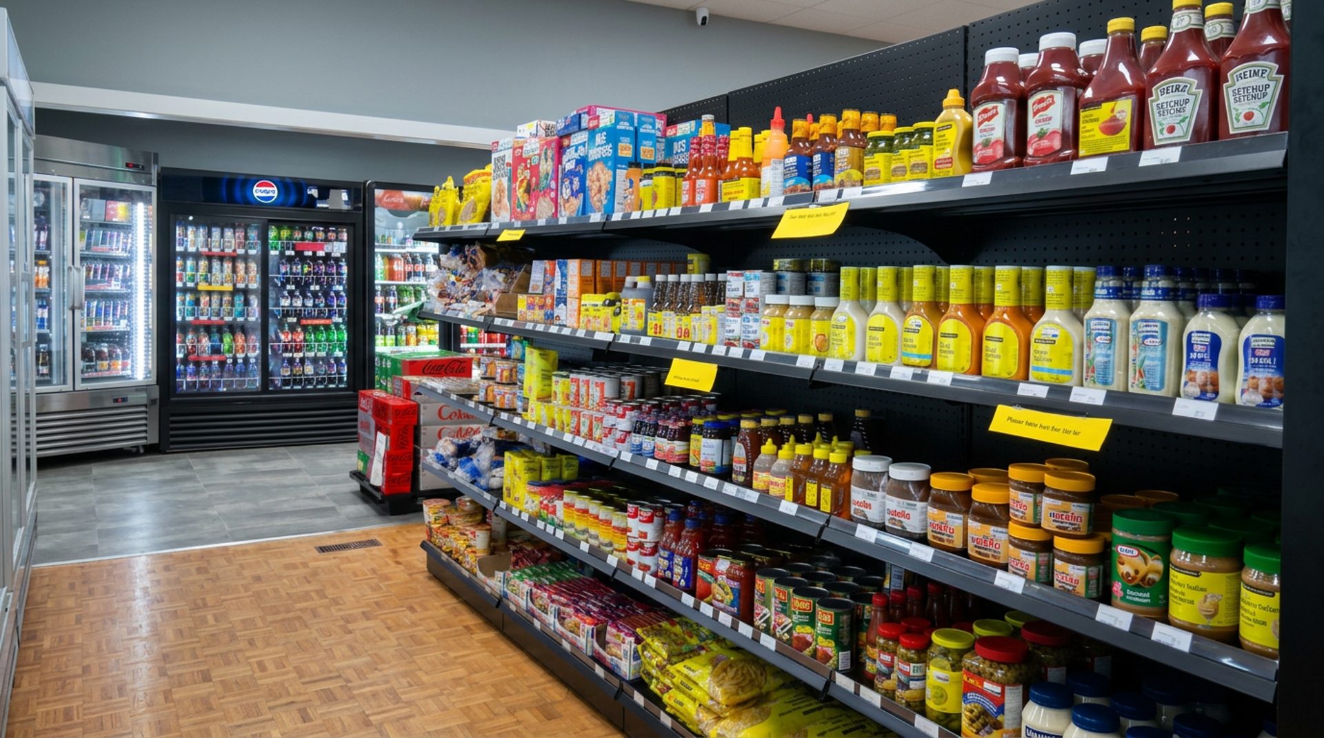 Groceries, snacks and drinks